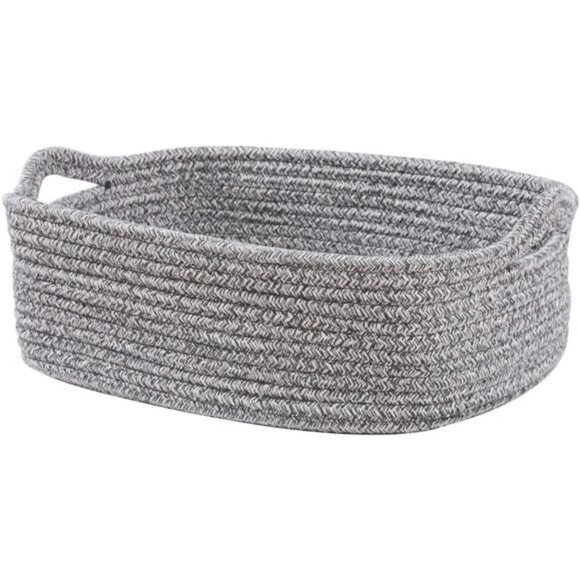 Woven Cotton Rope Storage Basket,Cube Changing Table Organizer for Closet Towels - Picture 1 of 6